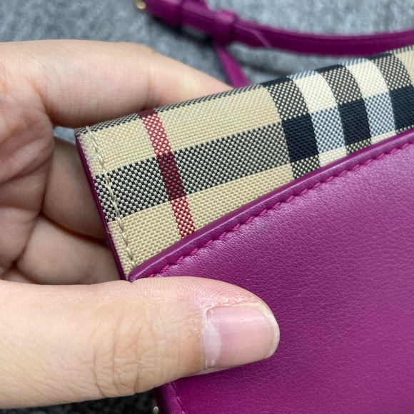 100% Authentic Burberry Henley Pink/Brown Leather Shoulder Bag - Picture 5 of 15